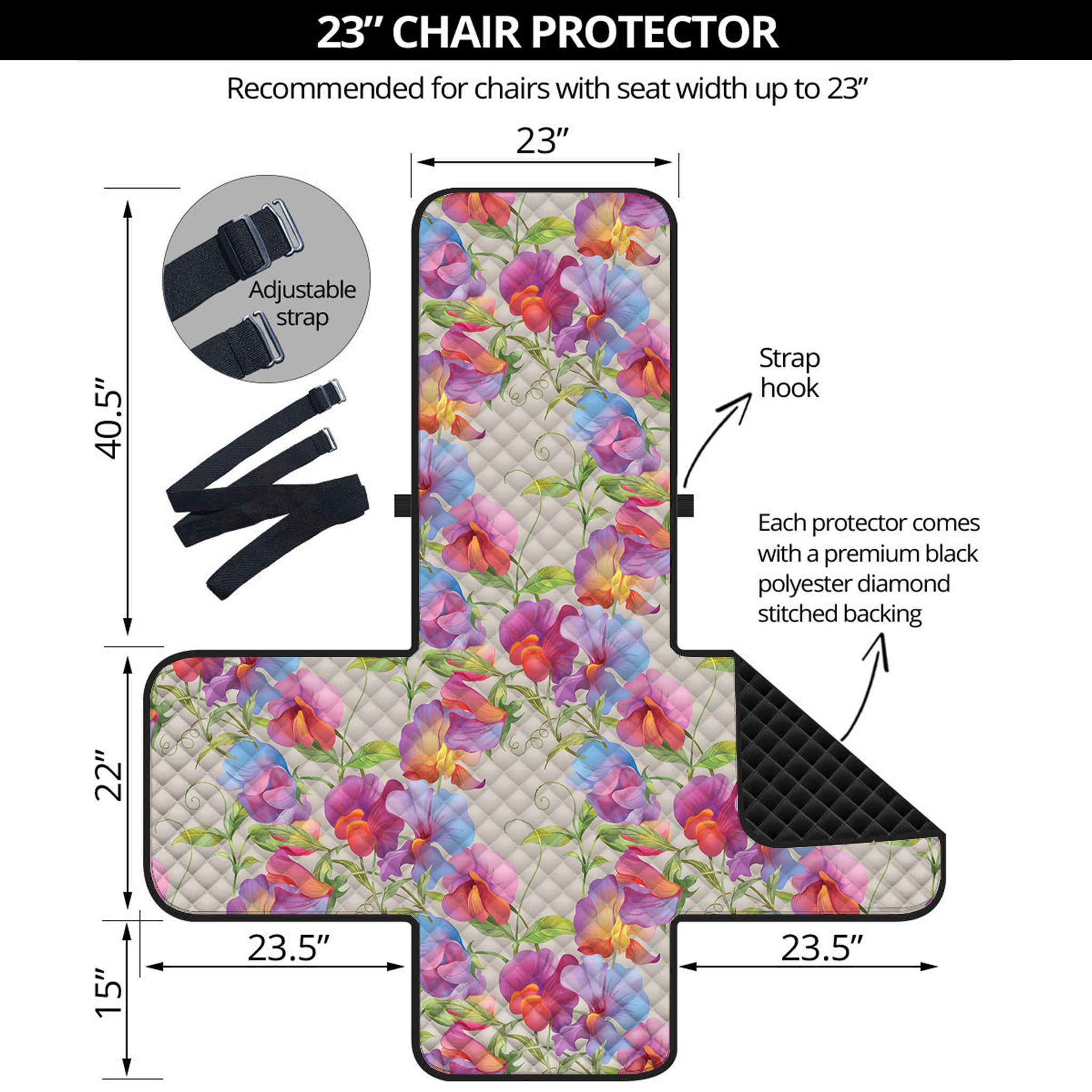 Sweet Pea Flower Pattern Print Armchair Protector