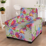 Sweet Pea Flower Pattern Print Armchair Slipcover