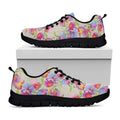 Sweet Pea Flower Pattern Print Black Running Shoes