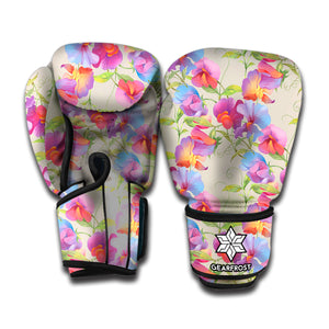 Sweet Pea Flower Pattern Print Boxing Gloves