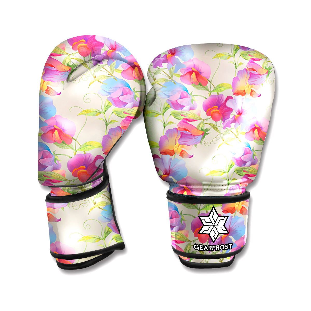 Sweet Pea Flower Pattern Print Boxing Gloves