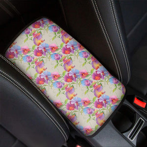 Sweet Pea Flower Pattern Print Car Center Console Cover