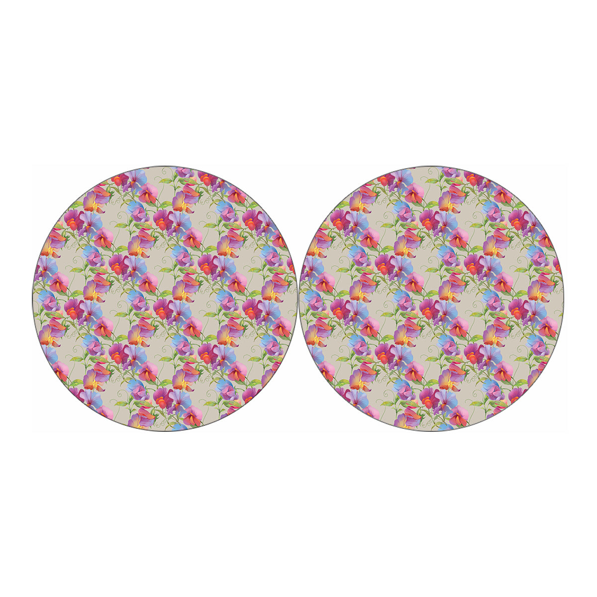 Sweet Pea Flower Pattern Print Car Coasters