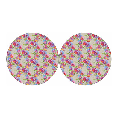 Sweet Pea Flower Pattern Print Car Coasters