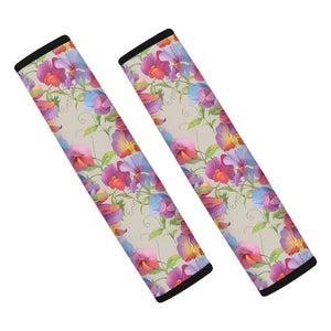 Sweet Pea Flower Pattern Print Car Seat Belt Covers