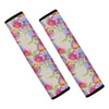 Sweet Pea Flower Pattern Print Car Seat Belt Covers