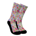 Sweet Pea Flower Pattern Print Crew Socks