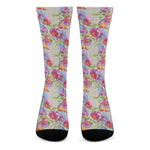 Sweet Pea Flower Pattern Print Crew Socks