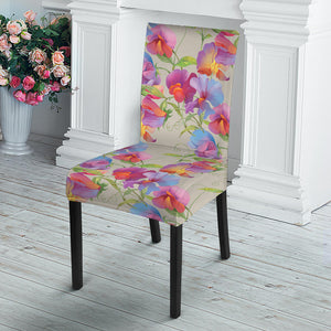 Sweet Pea Flower Pattern Print Dining Chair Slipcover