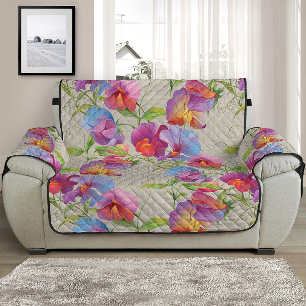 Sweet Pea Flower Pattern Print Half Sofa Protector