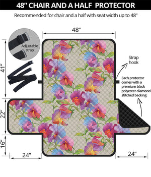 Sweet Pea Flower Pattern Print Half Sofa Protector