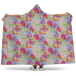 Sweet Pea Flower Pattern Print Hooded Blanket