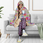 Sweet Pea Flower Pattern Print Hooded Blanket