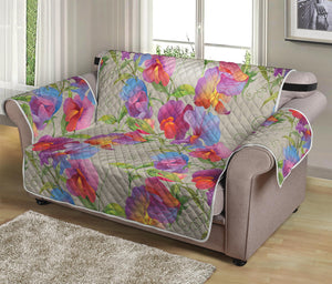 Sweet Pea Flower Pattern Print Loveseat Protector