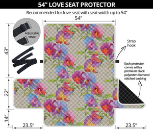 Sweet Pea Flower Pattern Print Loveseat Protector