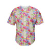 Sweet Pea Flower Pattern Print Men's Baseball Jersey