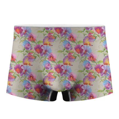 Sweet Pea Flower Pattern Print Men's Boxer Briefs