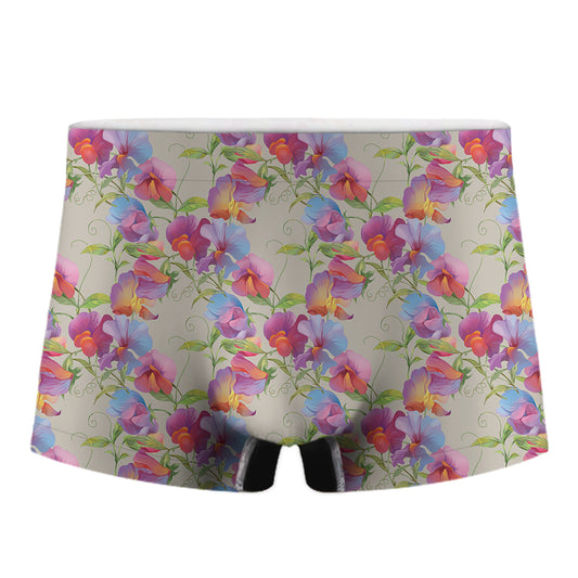 Sweet Pea Flower Pattern Print Men's Boxer Briefs