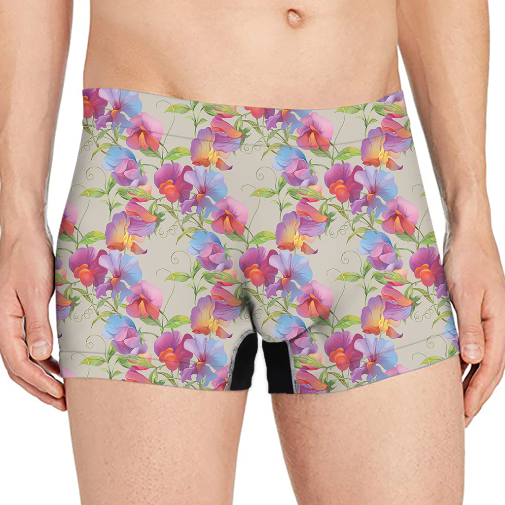 Sweet Pea Flower Pattern Print Men's Boxer Briefs