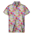 Sweet Pea Flower Pattern Print Men's Short Sleeve Shirt