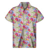 Sweet Pea Flower Pattern Print Men's Short Sleeve Shirt