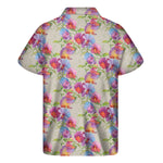 Sweet Pea Flower Pattern Print Men's Short Sleeve Shirt