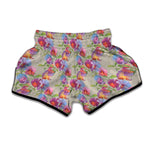 Sweet Pea Flower Pattern Print Muay Thai Boxing Shorts