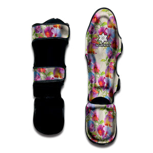 Sweet Pea Flower Pattern Print Muay Thai Shin Guard