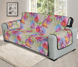 Sweet Pea Flower Pattern Print Oversized Sofa Protector