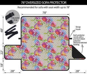 Sweet Pea Flower Pattern Print Oversized Sofa Protector