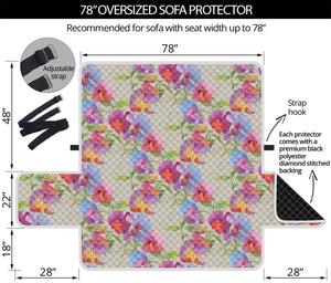 Sweet Pea Flower Pattern Print Oversized Sofa Protector