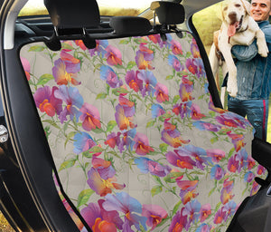 Sweet Pea Flower Pattern Print Pet Car Back Seat Cover