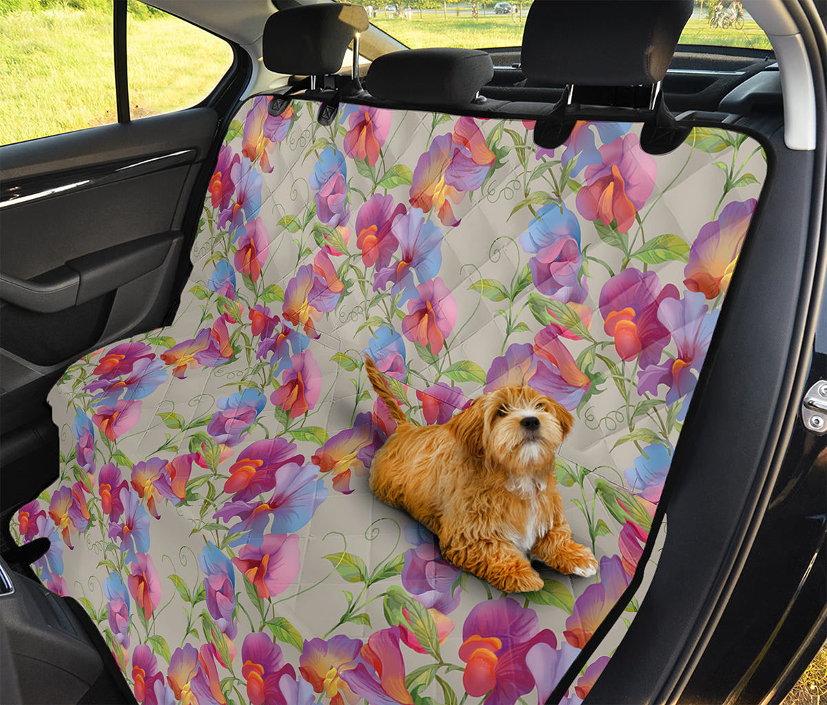 Sweet Pea Flower Pattern Print Pet Car Back Seat Cover