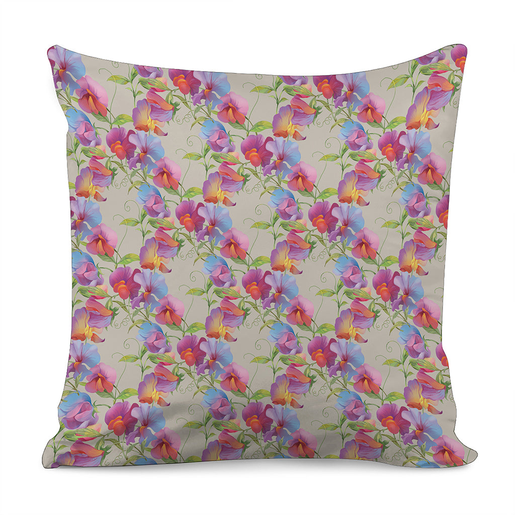 Sweet Pea Flower Pattern Print Pillow Cover