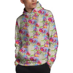 Sweet Pea Flower Pattern Print Pullover Hoodie