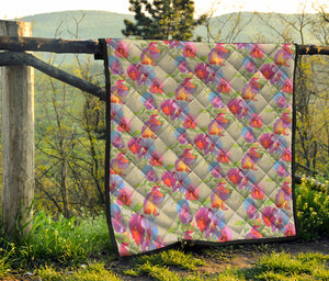 Sweet Pea Flower Pattern Print Quilt