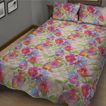 Sweet Pea Flower Pattern Print Quilt Bed Set