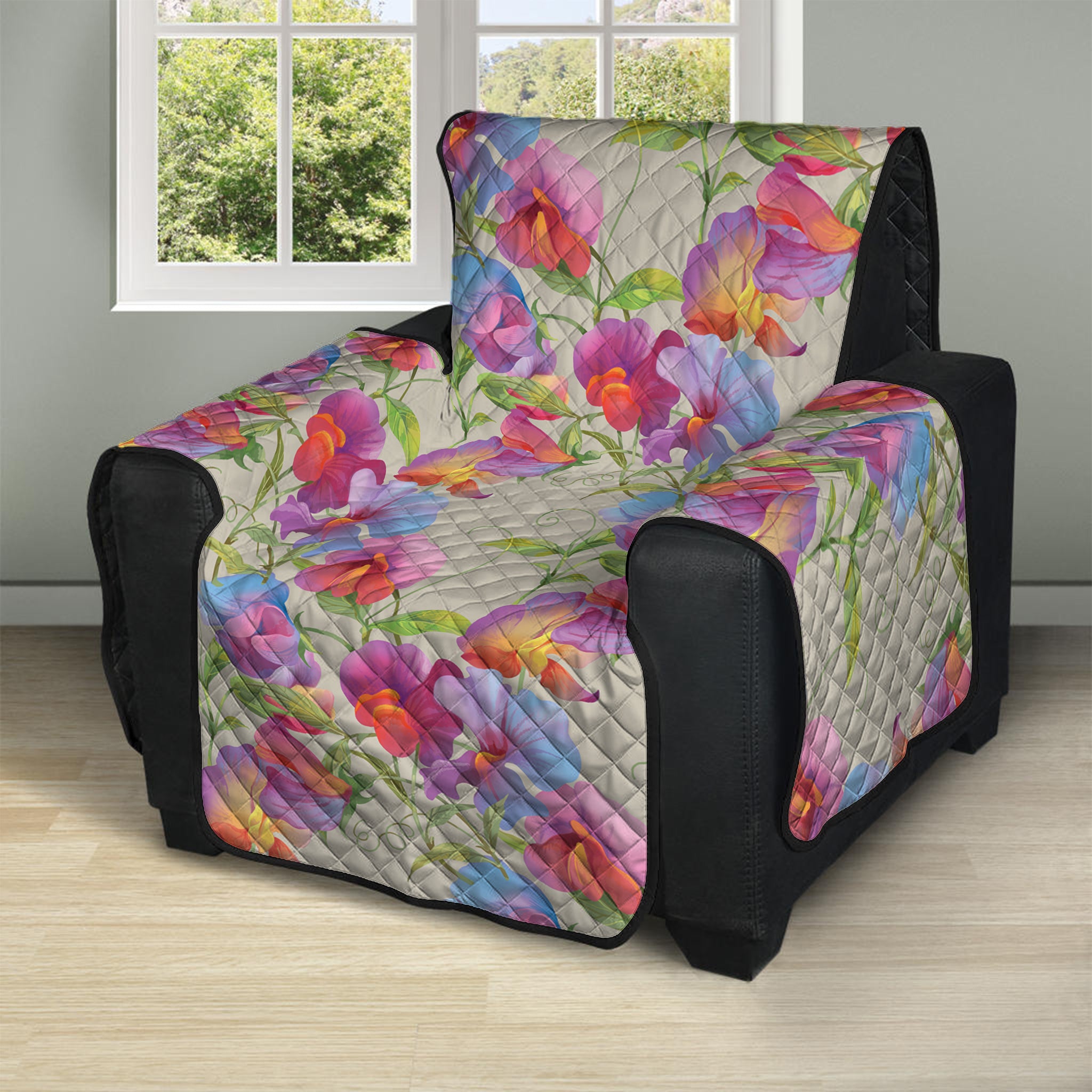 Sweet Pea Flower Pattern Print Recliner Protector