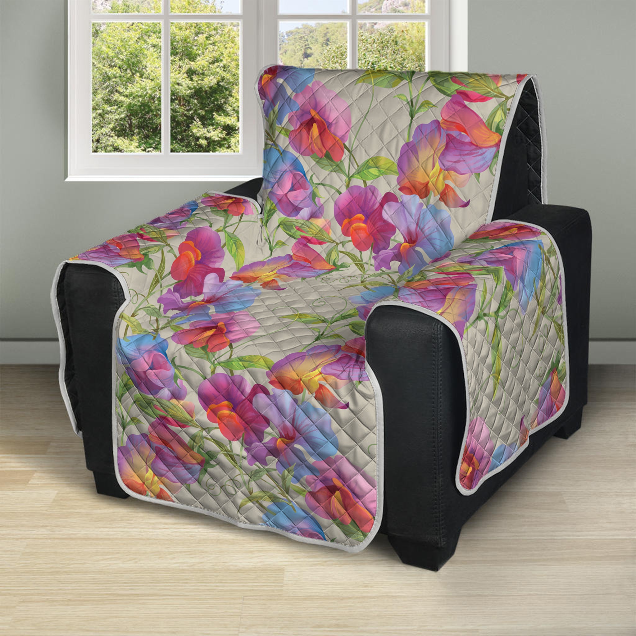 Sweet Pea Flower Pattern Print Recliner Protector