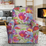 Sweet Pea Flower Pattern Print Recliner Slipcover