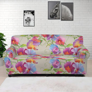 Sweet Pea Flower Pattern Print Sofa Cover