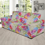 Sweet Pea Flower Pattern Print Sofa Slipcover