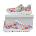 Sweet Pea Flower Pattern Print White Running Shoes