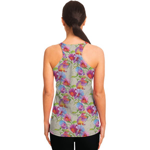 Sweet Pea Flower Pattern Print Women's Racerback Tank Top