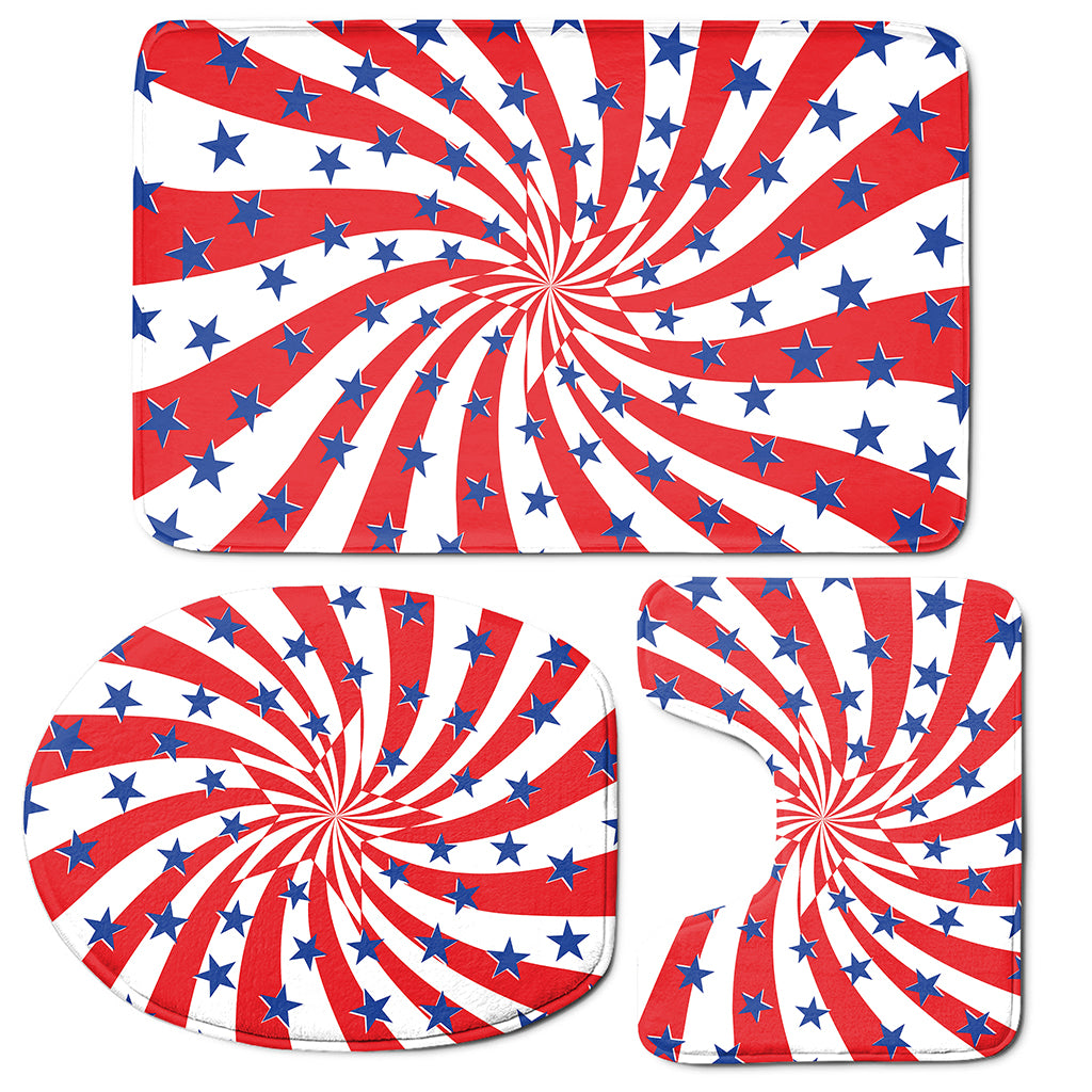Swirl American Patriotic Star Print 3 Piece Bath Mat Set