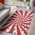Swirl American Patriotic Star Print Area Rug