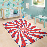 Swirl American Patriotic Star Print Area Rug