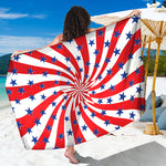 Swirl American Patriotic Star Print Beach Sarong Wrap