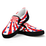 Swirl American Patriotic Star Print Black Slip On Shoes