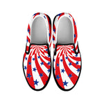 Swirl American Patriotic Star Print Black Slip On Shoes